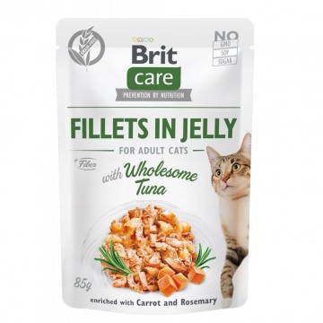 Brit Care Cat Fillets in Jelly with Wholesome Tuna 85g Carton (24 Pouches)
